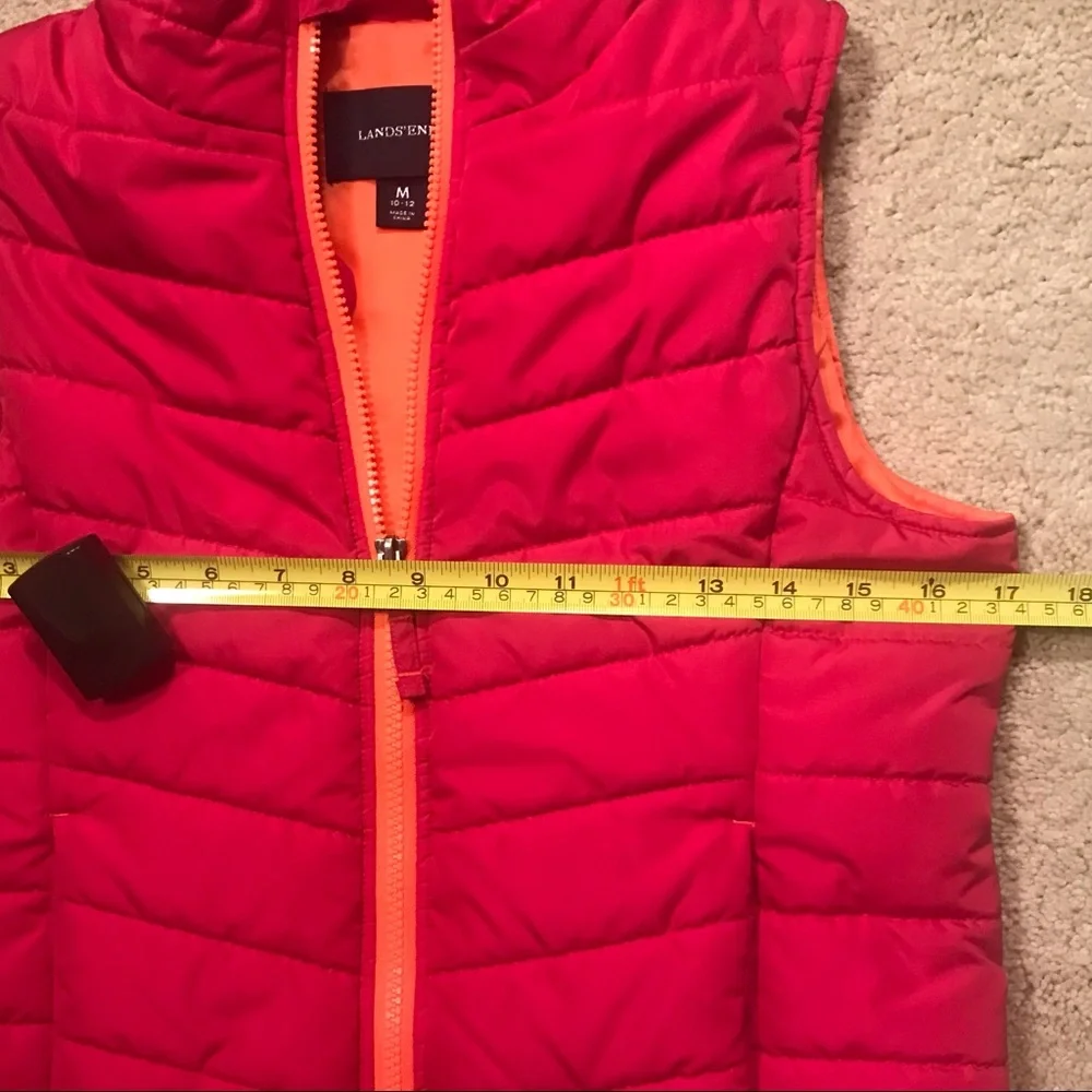 Land’s End Pink and Orange Quilted Puffer Vest size M